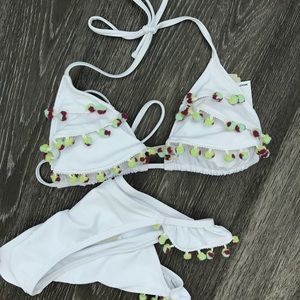 Gianni Bini White Pom-Pom Bikini